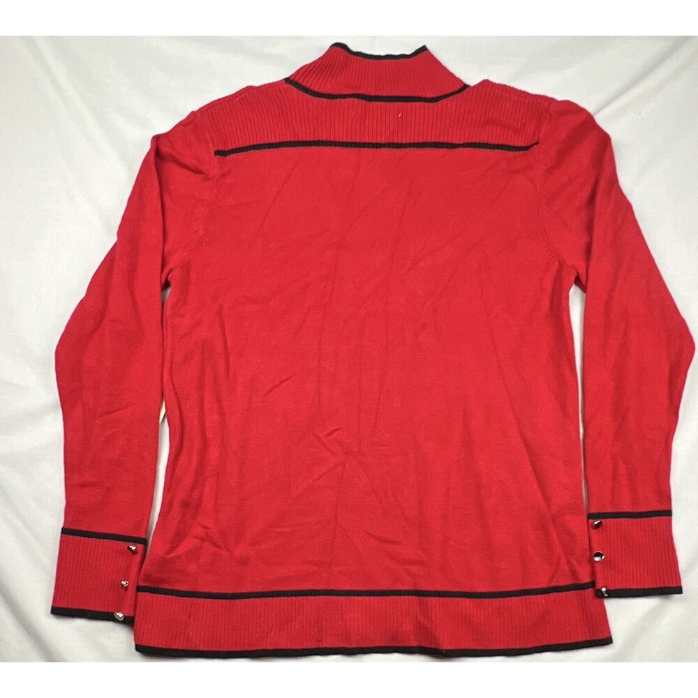 Retrology Women’s Red/Black Mock Neck Knit Pullover Sweater Long Sleeve M NWT - Picture 3 of 7